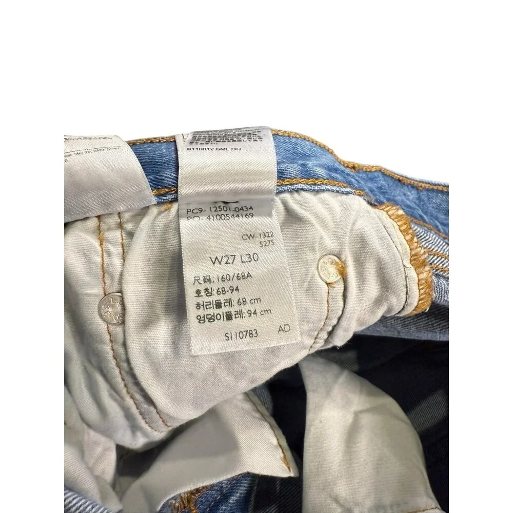 Levi's 501 Jeans 27x30 Blue Light Wash Button Fly S110783 Distressed
